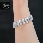 silver bracelet with white stone