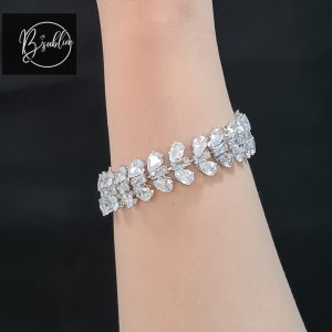 silver bracelet with white stone