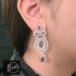 fancy earring (silver white with champagne zircon)