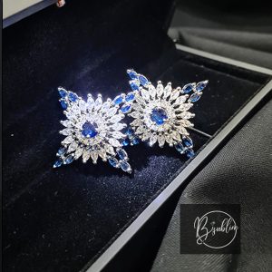 fancy earring – (silver white with blue stone)