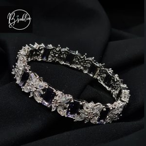 silver bracelet with black stone