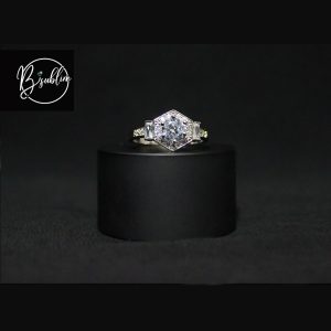 silver ring with multi color stone