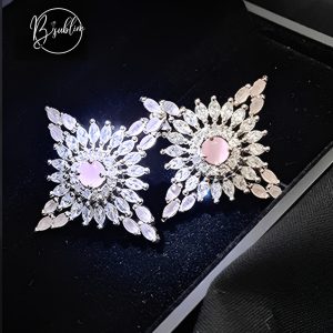 fancy earring – (silver white star pink)
